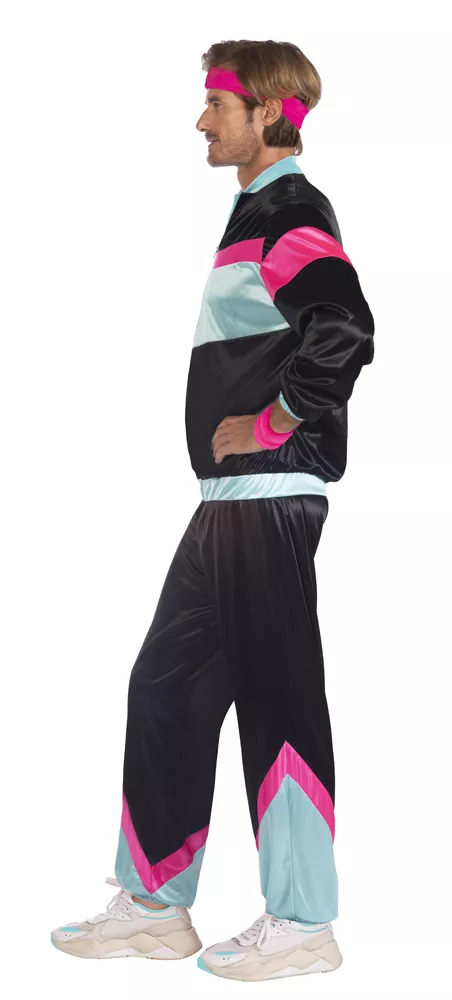 Tuta da jogging anni '80 per uomo nera e multicolore