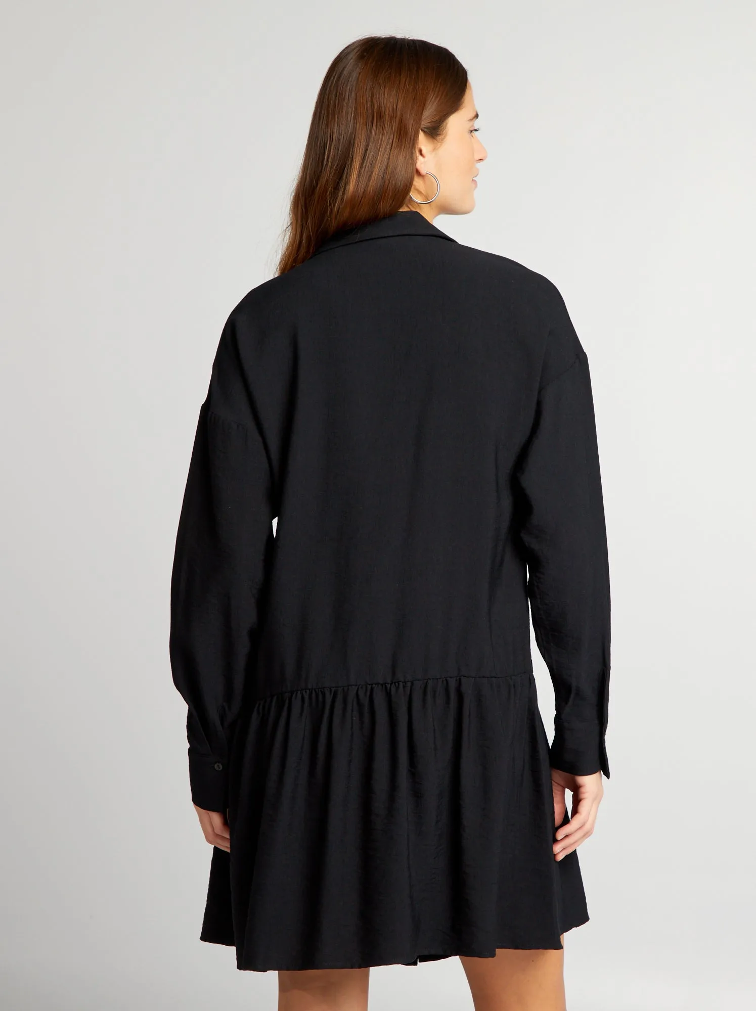 Vestito chemisier con volant - nero