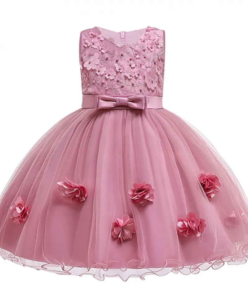 Vestito dalla neonata Vestito dai bambini Vestito dalla principessa del tutu della garza della rete del fiore Pa