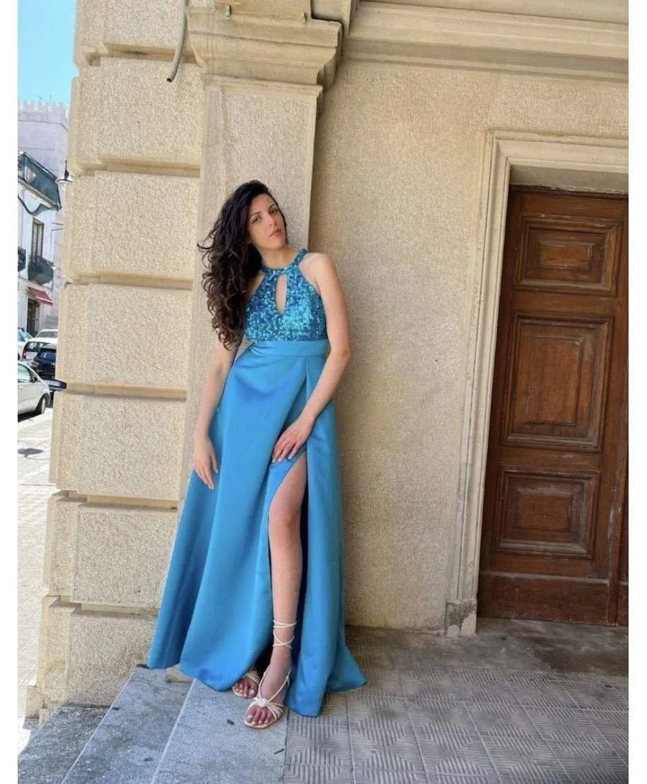 Vestito elegante - Corpetto in paillettes - Verde