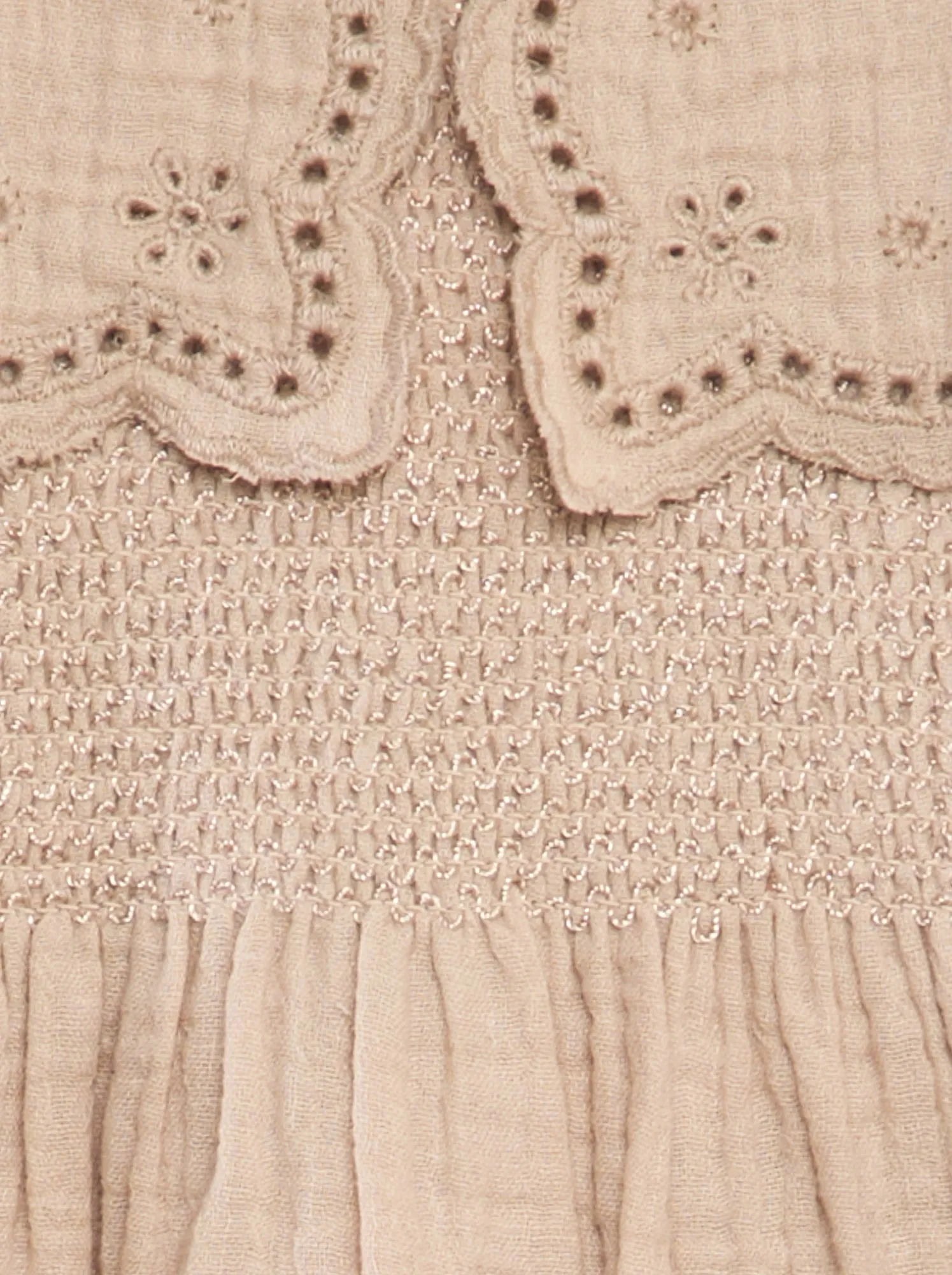 Vestito in garza di cotone con colletto claudine - GRIGIO