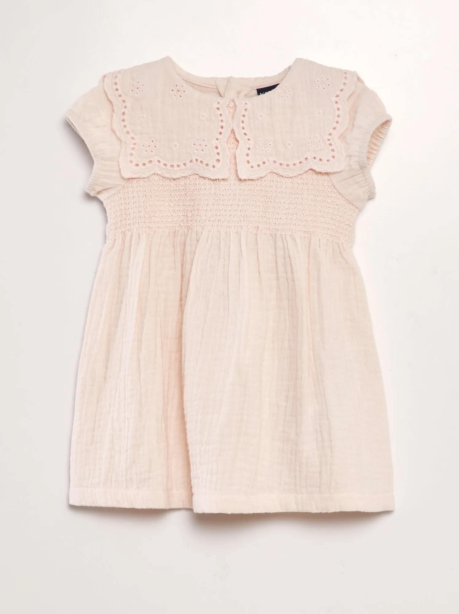 Vestito in garza di cotone con colletto claudine - ROSA