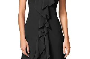 VESTITO MINI SPORTIVO CON VOLANT ALEXUS, NERO