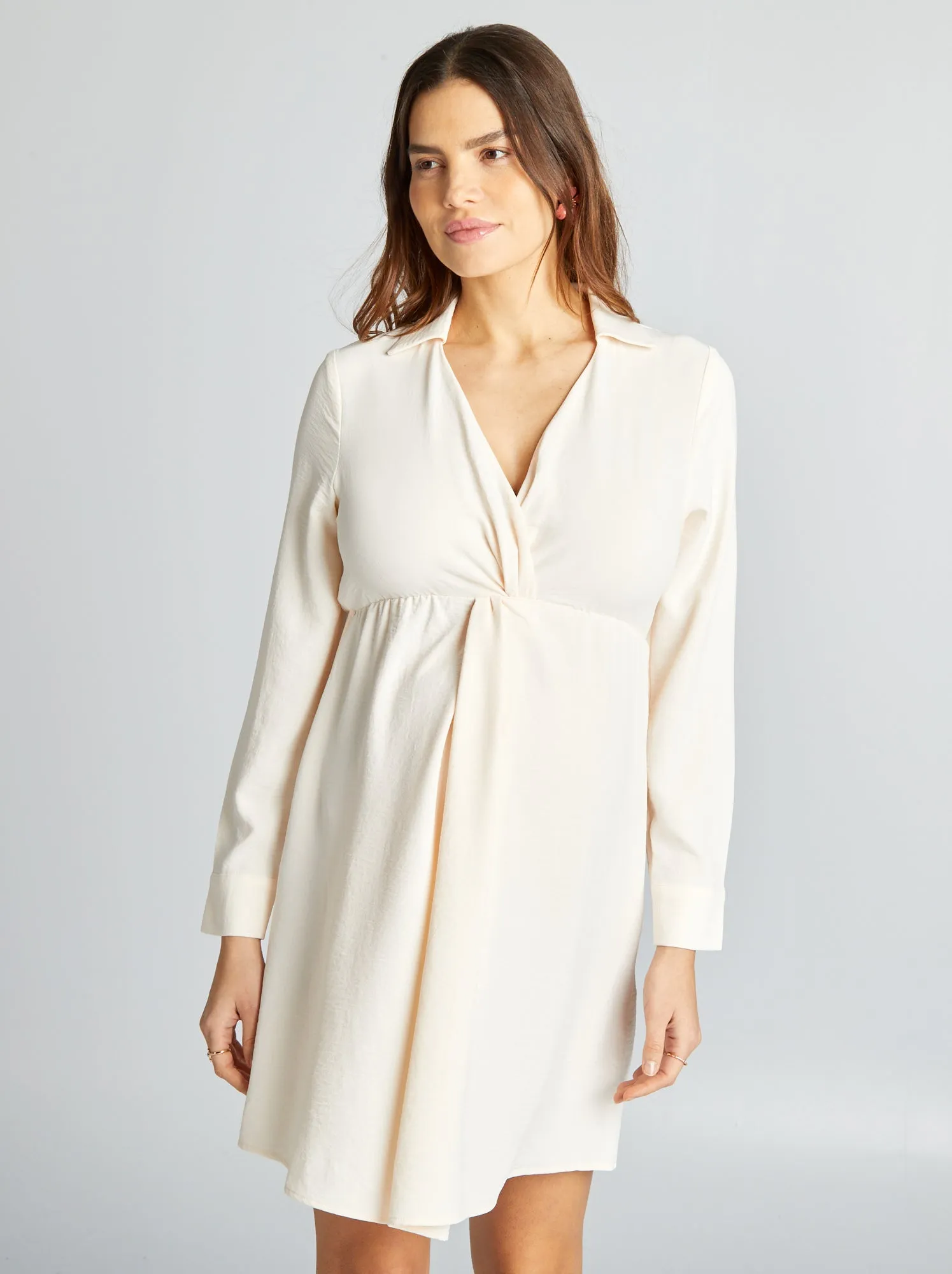 Vestito premaman sciancrato e satinato - BIANCO