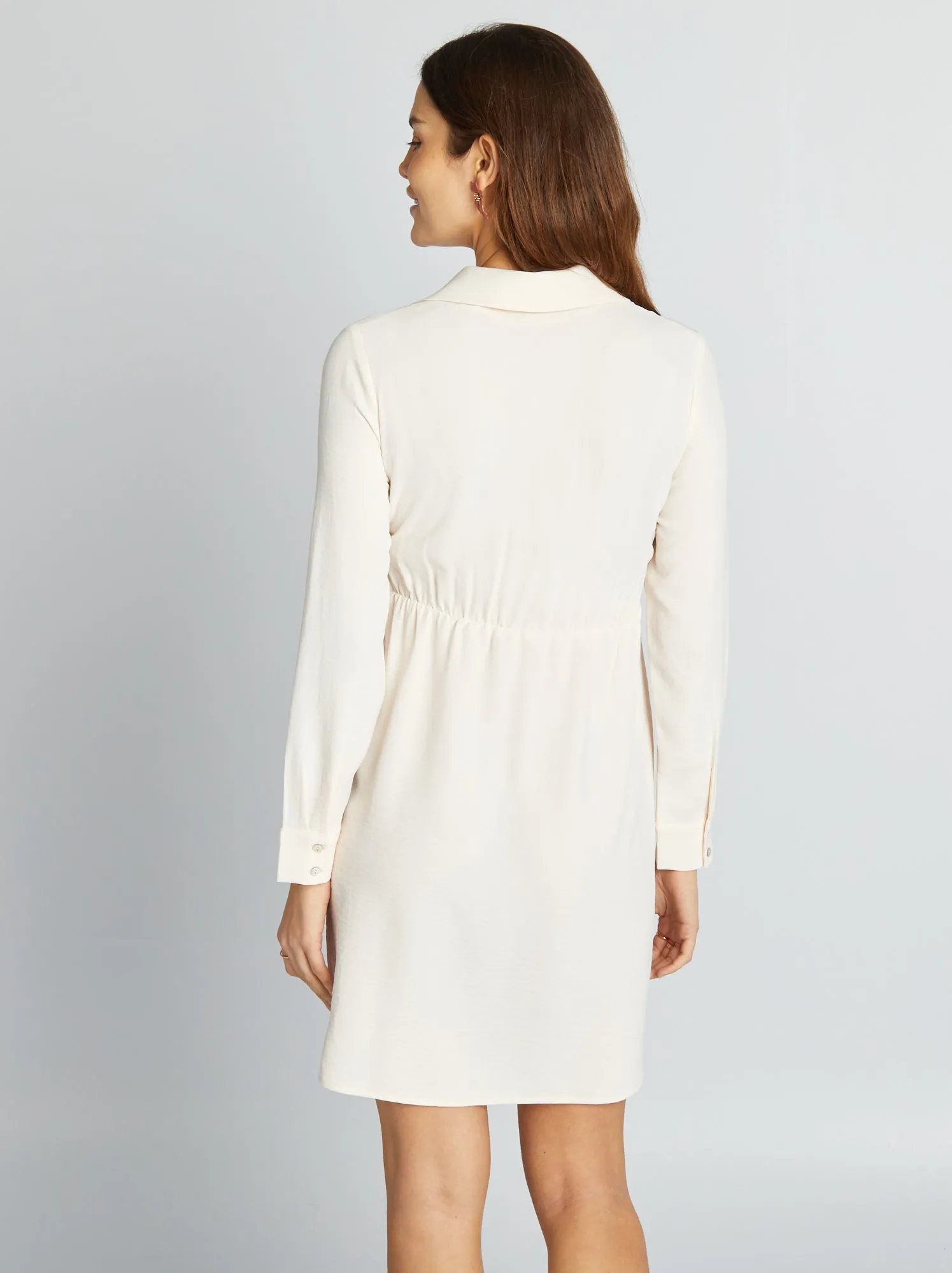 Vestito premaman sciancrato e satinato - BIANCO