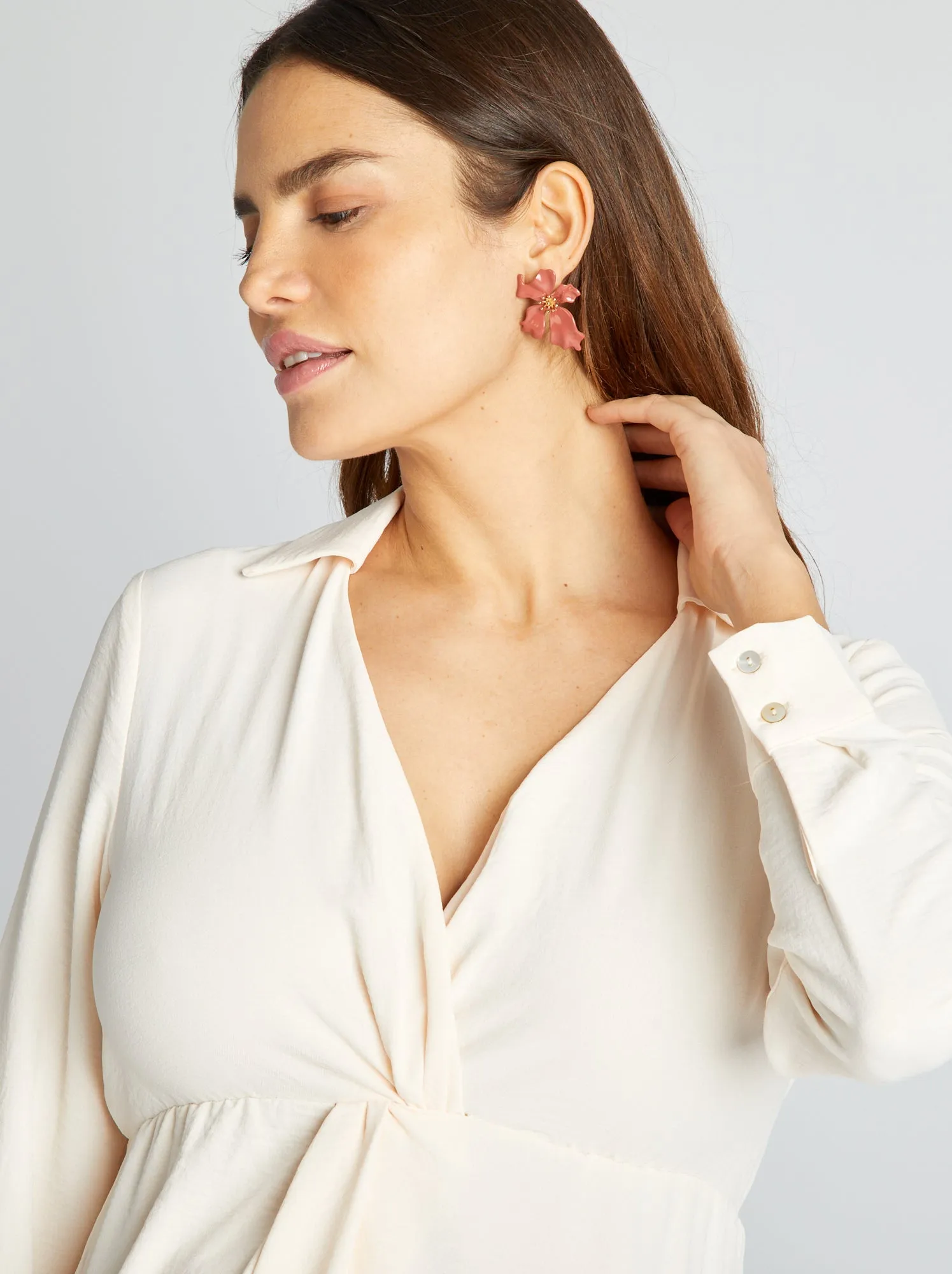 Vestito premaman sciancrato e satinato - BIANCO