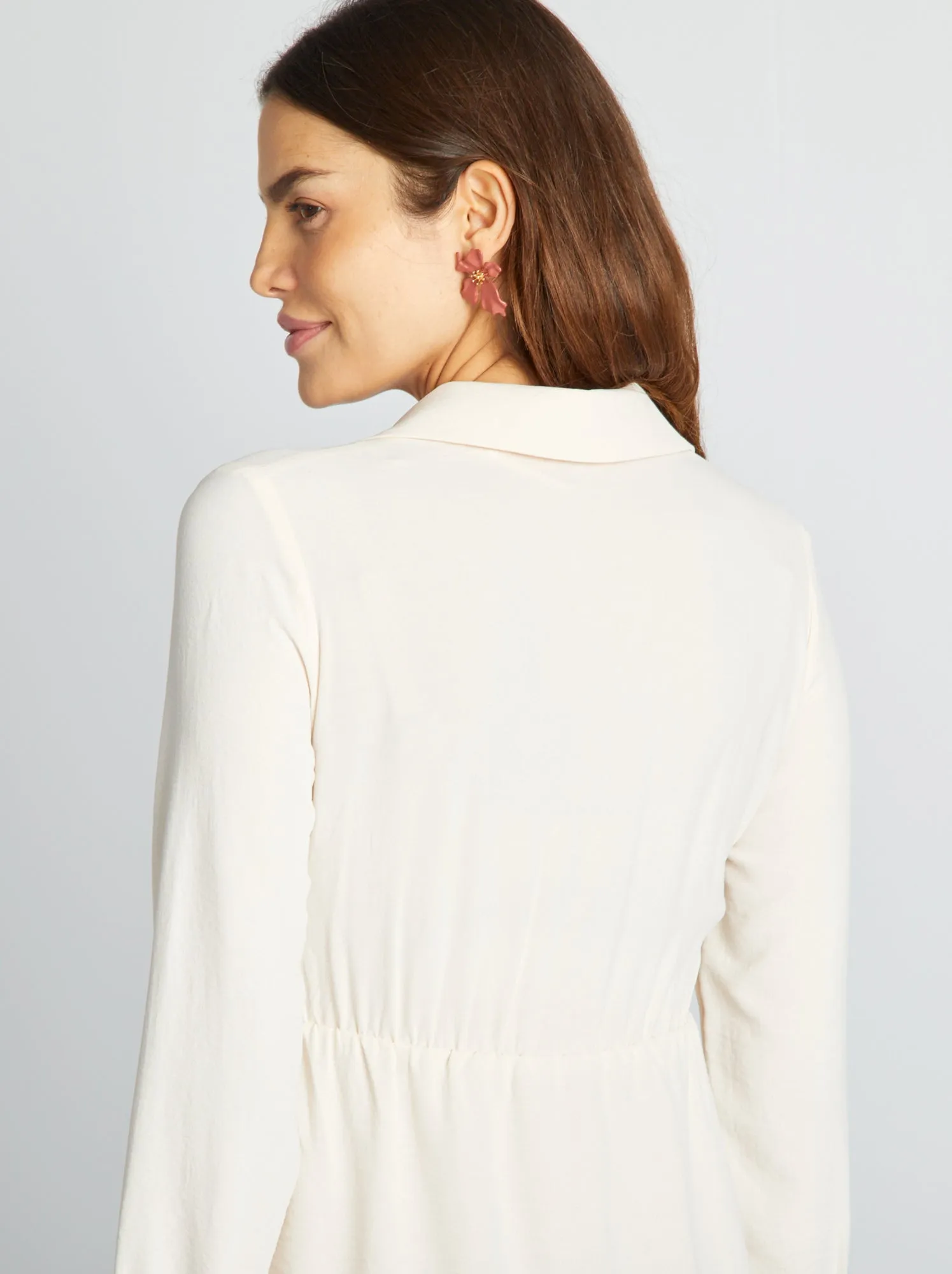 Vestito premaman sciancrato e satinato - BIANCO