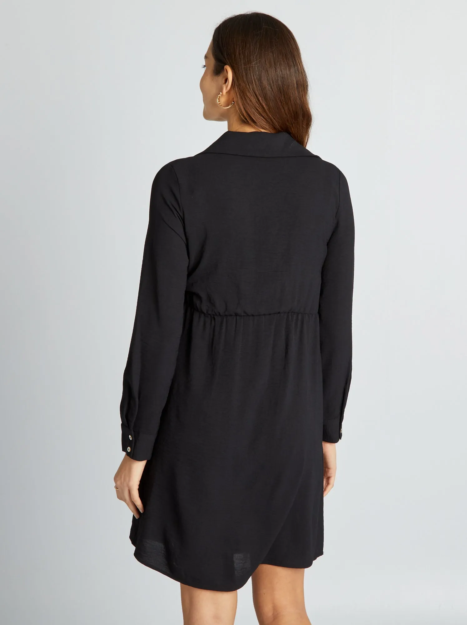 Vestito premaman sciancrato e satinato - nero