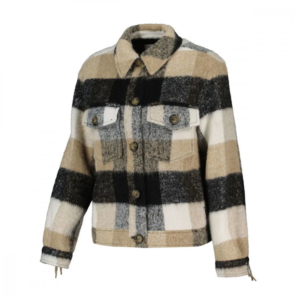 WOOLRICH GIACCA OVERSHIRT FRINGE CHECK DONNA