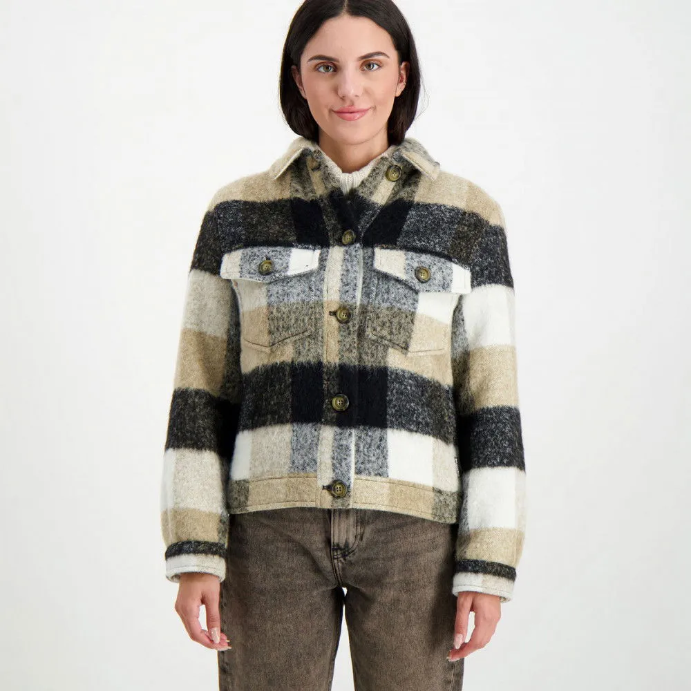 WOOLRICH GIACCA OVERSHIRT FRINGE CHECK DONNA