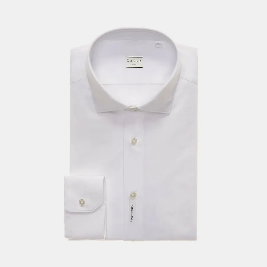 Xacus Camicia Classica Tinta Unita in Cotone Stretch