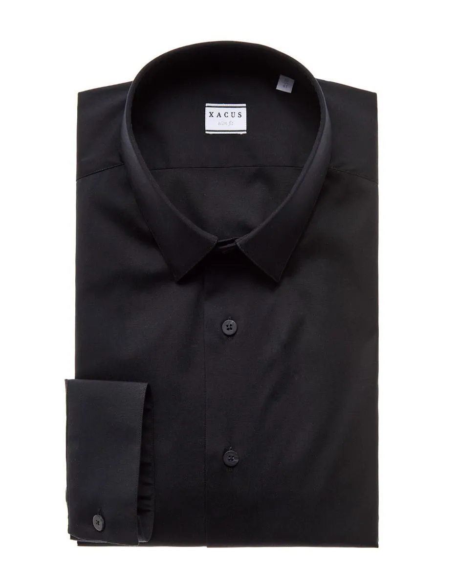Xacus Camicia Classica Tinta Unita in Cotone Stretch