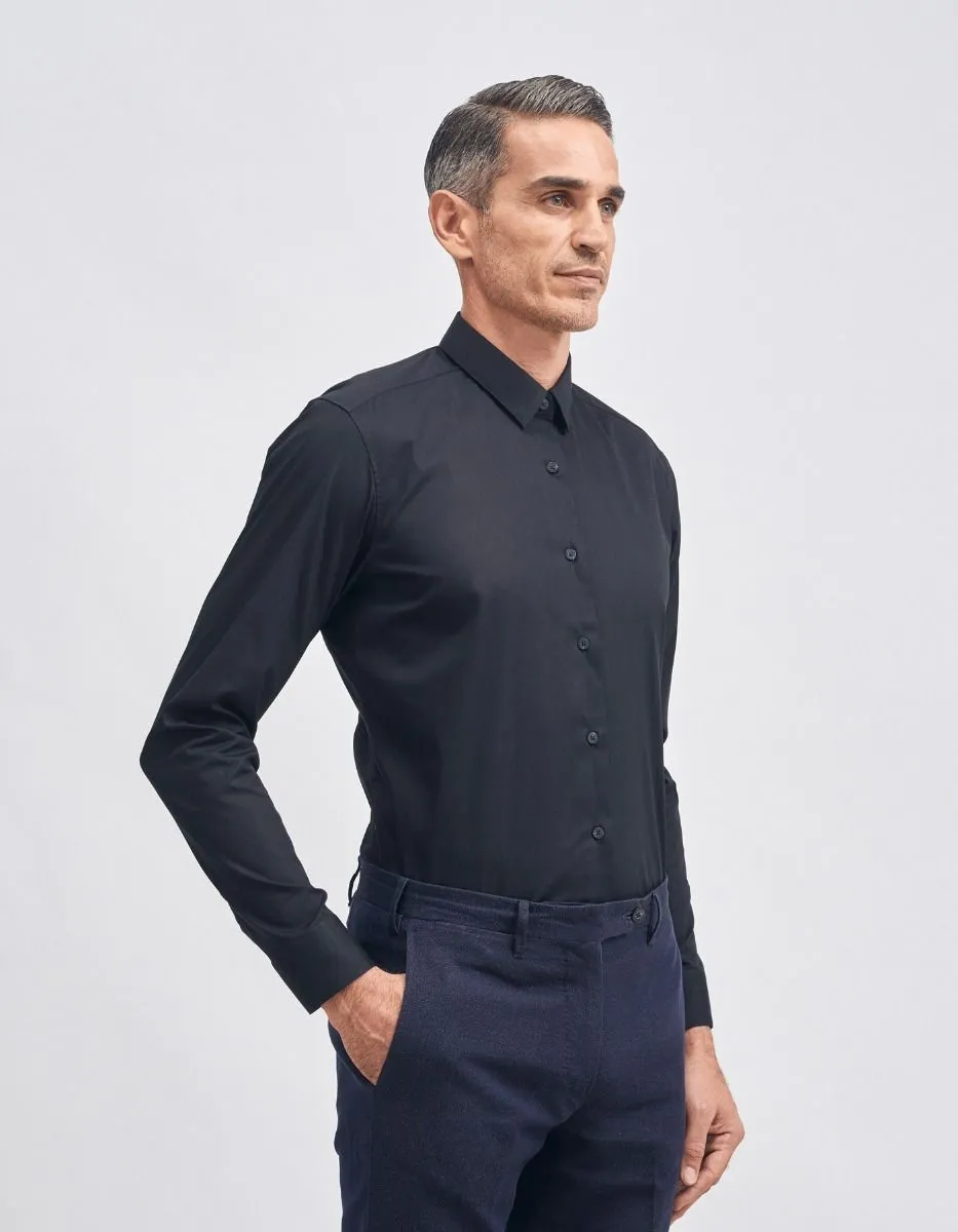 Xacus Camicia Classica Tinta Unita in Cotone Stretch