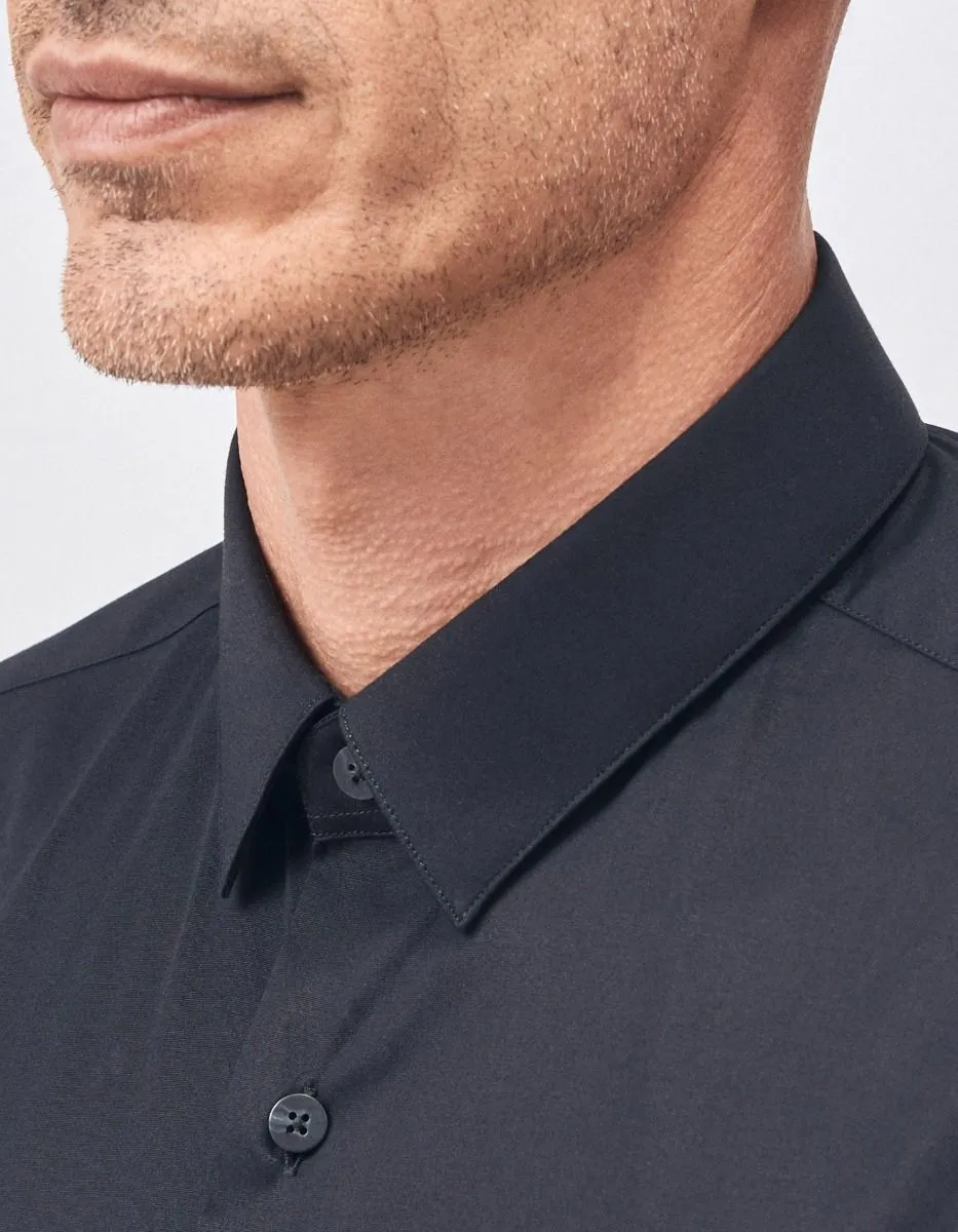 Xacus Camicia Classica Tinta Unita in Cotone Stretch