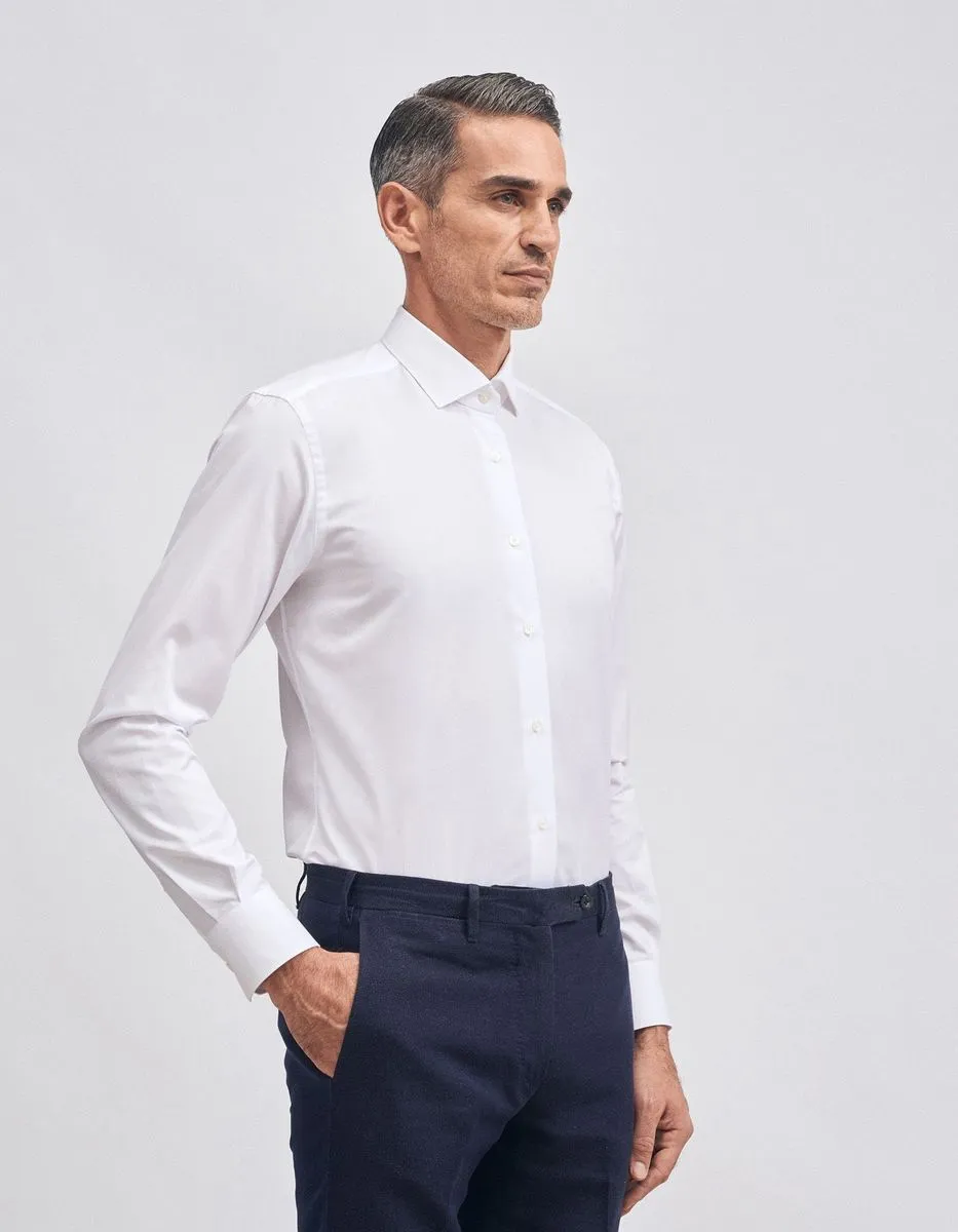 Xacus Camicia Classica Tinta Unita in Cotone Stretch