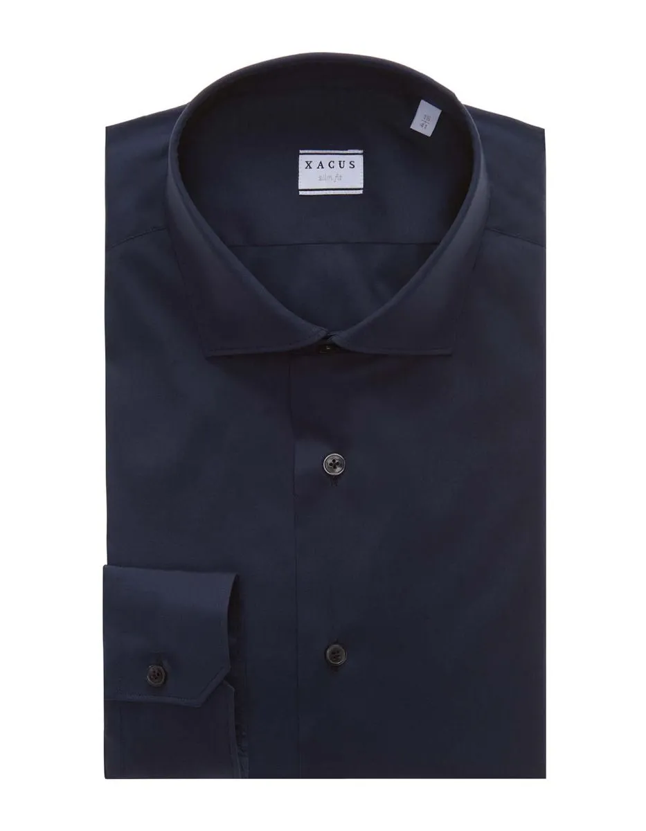 Xacus Camicia Classica Tinta Unita in Cotone Stretch