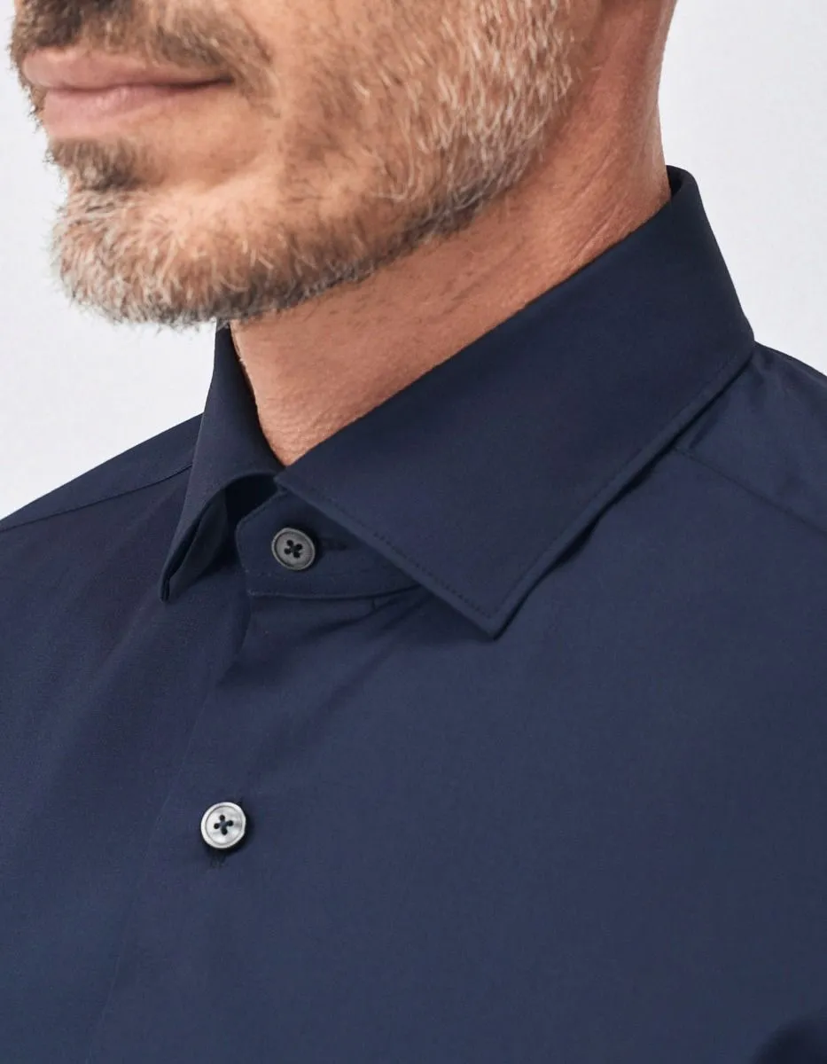 Xacus Camicia Classica Tinta Unita in Cotone Stretch