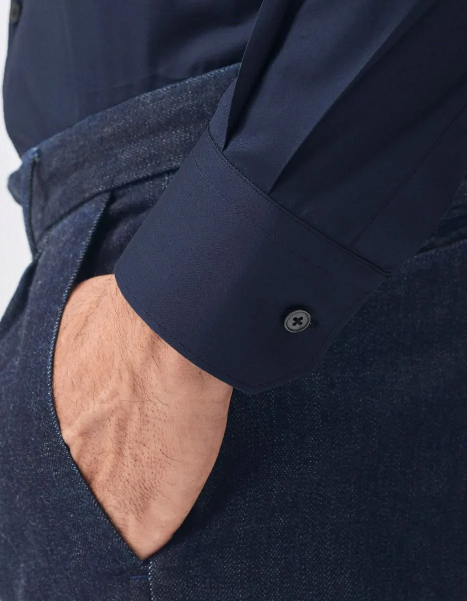 Xacus Camicia Classica Tinta Unita in Cotone Stretch