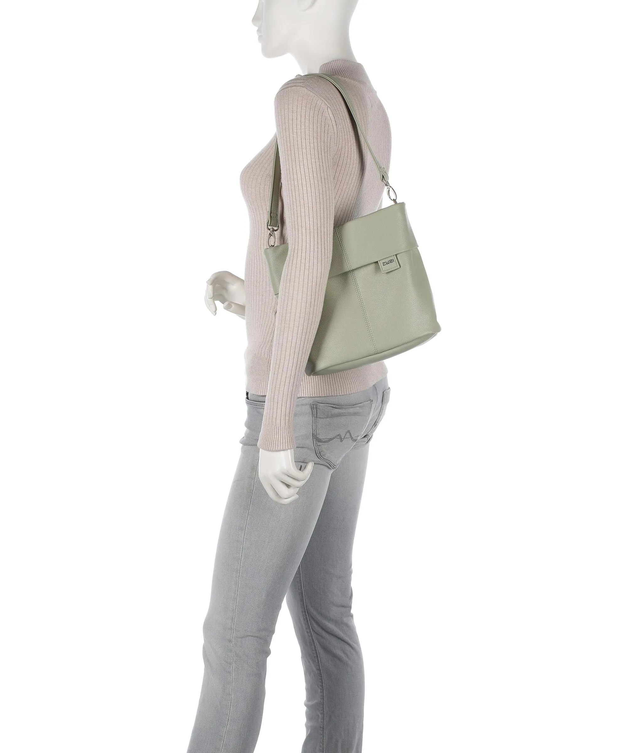  Zwei Mademoiselle.M M8 Borsa a spalla pelle sintetica grigio-verde  